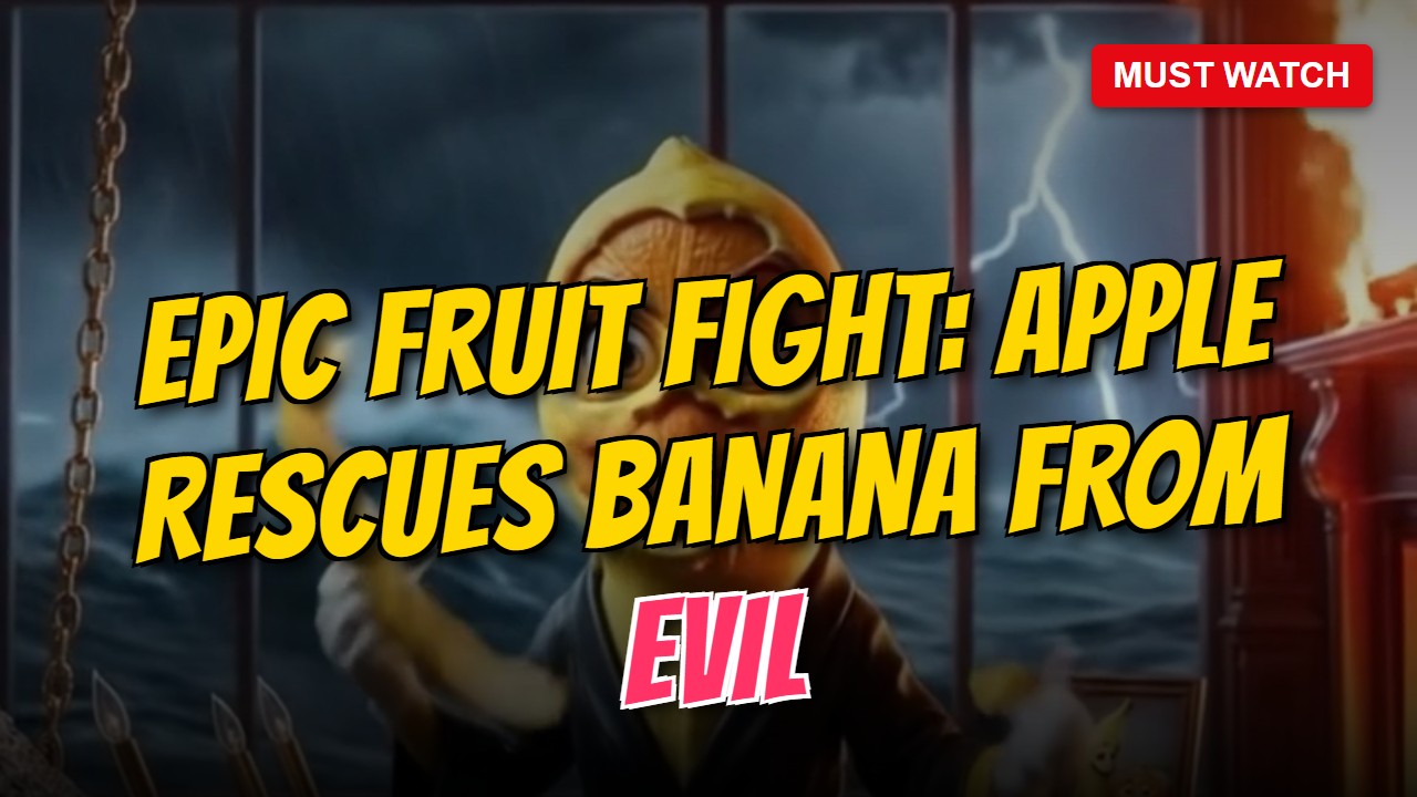 Epic Fruit Fight: Apple Rescues Banana from Evil Orange!